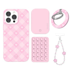 Dolly Pink Gingham iPhone Bundle Set - Grip