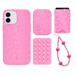Hot Pink Leopard iPhone Bundle Set - Wallet