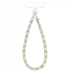 Teal Holo Leather Chain Phone Charm