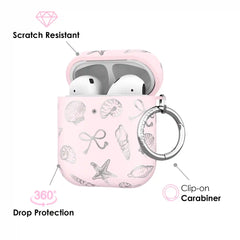 Pink Coastal Seashells AirPod Case
