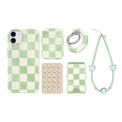 Pistachio Vibe Checkered iPhone Bundle Set