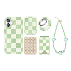 Pistachio Vibe Checkered iPhone Bundle Set