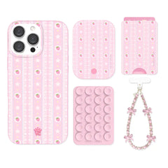 Strawberry Macaron iPhone Bundle Set - Wallet
