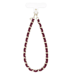 Burgundy Leather Chain Phone Charm