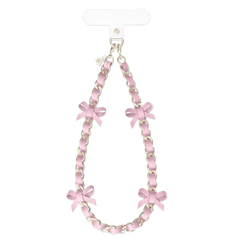 Pink Bow Leather Chain Phone Charm