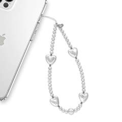Vintage Pearl Heart Phone Charm