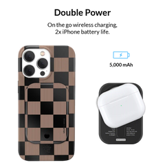 Mocha Vibe Checkered Portable MagSafe Charger Power Pack