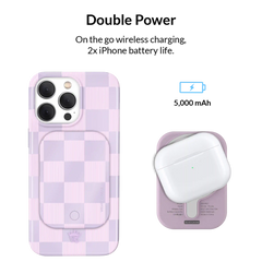 Lilac Vibe Checkered Portable MagSafe Charger Power Pack
