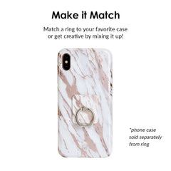 White Marble Rose Gold Chrome 2 Phone Ring
