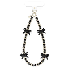 Black Bow Leather Chain Phone Charm