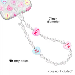 Sweet Hearts Pearl Chain Phone Charm