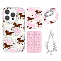 Pink Pony Glitter iPhone Bundle Set - Grip