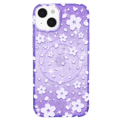 Lavender Cherry Blossom Glitter iPhone Case
