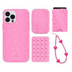 Hot Pink Leopard iPhone Bundle Set - Wallet