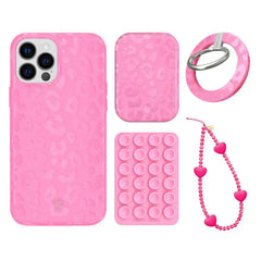 Hot Pink Leopard iPhone Bundle Set - Grip