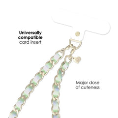 Teal Holo Leather Chain Phone Charm