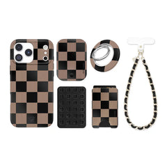 Mocha Vibe Checkered iPhone Bundle Set