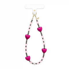 Pink & Black Heart Phone Charm