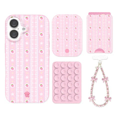 Strawberry Macaron iPhone Bundle Set - Wallet