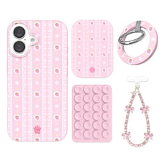 Strawberry Macaron iPhone Bundle Set - Grip