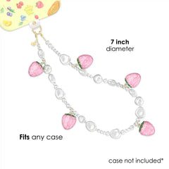 Strawberry Pearl Chain Phone Charm