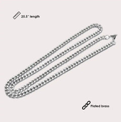 Mask Chain Necklace - 5mm Curb in Silver