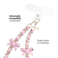 Pink Bow Leather Chain Phone Charm
