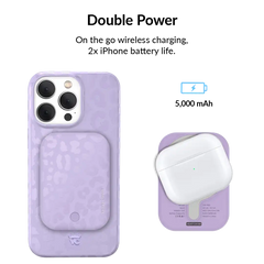 Lilac Leopard Portable MagSafe Charger Power Pack