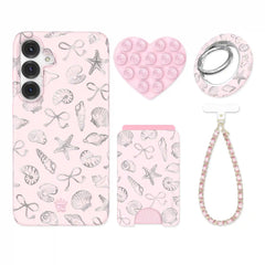 Pink Coastal Seashells Samsung Bundle Set